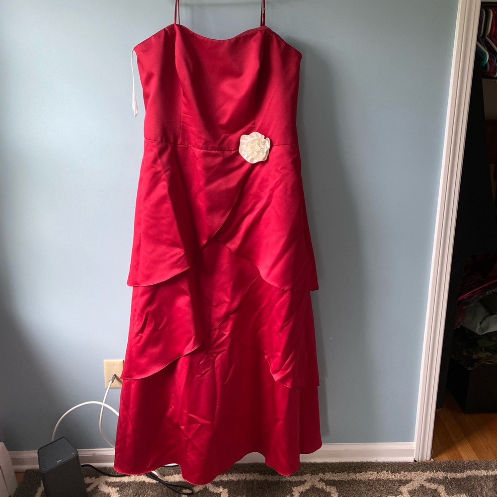 Plus Size David’s Bridal Red Tiered Dress